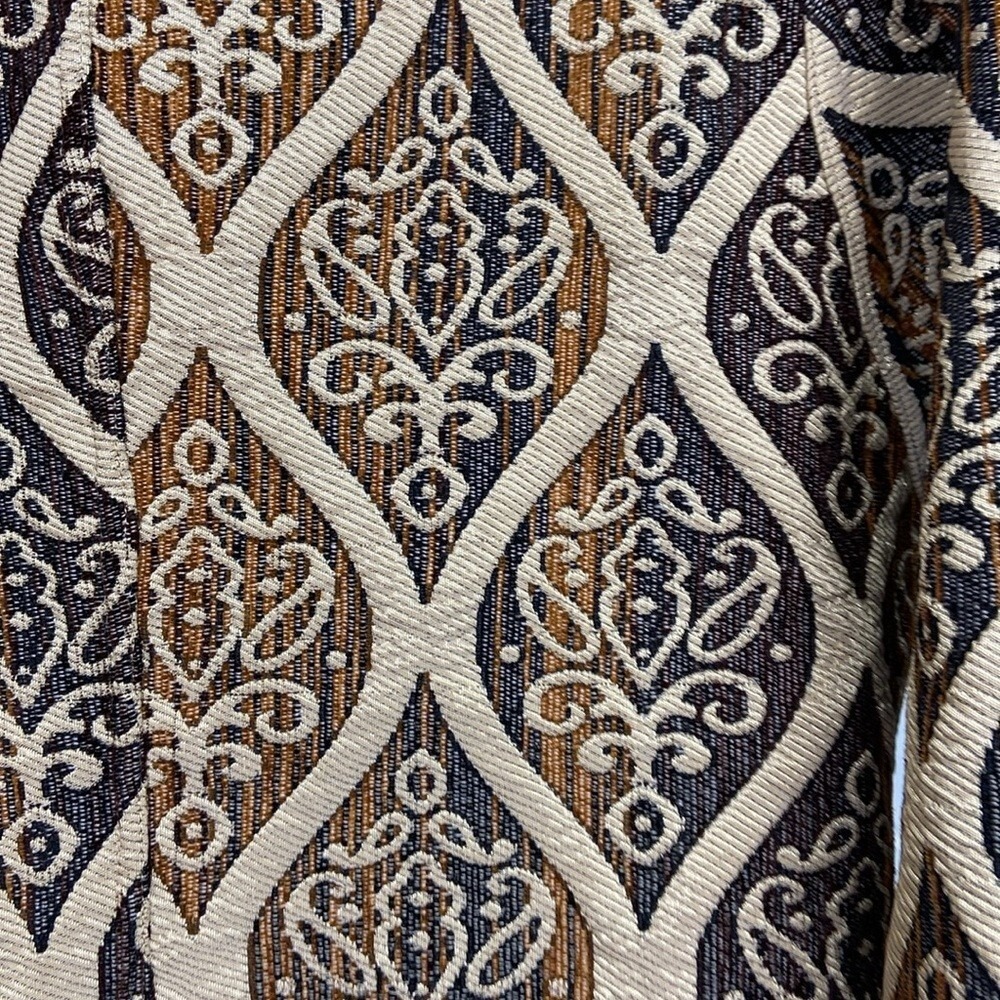 Khangura Women Brown Gold Tapestry Damask Blazer Jacket Single Button Large - Picture 10 of 10
